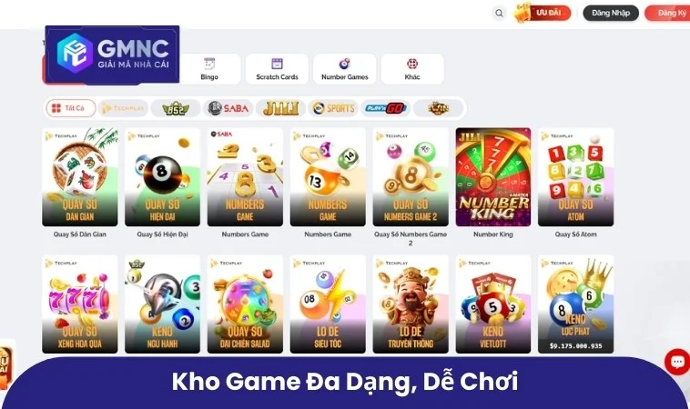 Kho game đa dạng, dễ chơi